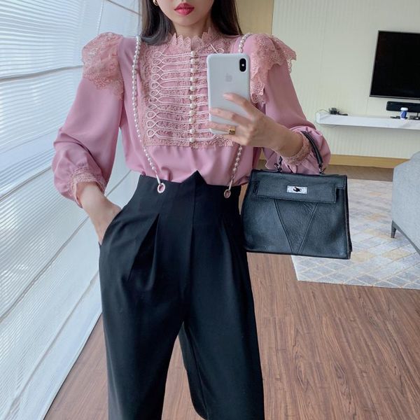 women's two piece pants pearls single breasted spring blouse + spaghetti strap trousers set vintage office lady tracksuit outfits c720, White
women's two piece pants pearls single breasted spring blouse + spaghetti strap trousers set vintage office lady tracksuit outfits c720, White