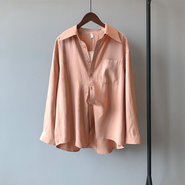 spring autumn temperament women's shirts all-match solid color loose casual satin 210514, White
spring autumn temperament women's shirts all-match solid color loose casual satin 210514, White