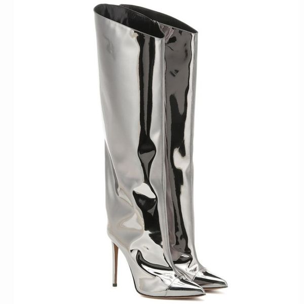 mirror leather knee high women boots super high heels long boots female shoes spring autumn runway banquet botas, Black
mirror leather knee high women boots super high heels long boots female shoes spring autumn runway banquet botas, Black