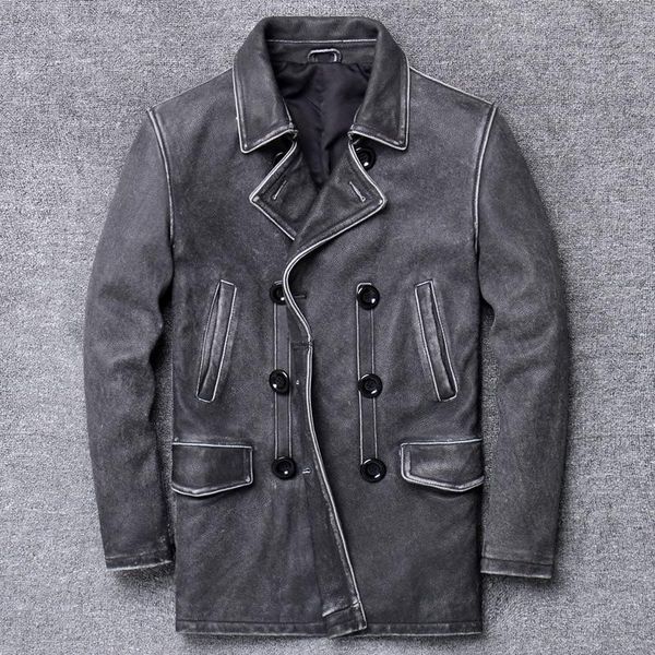 men's leather & faux heavy wash do used haining genuine clothing head layer cowhide male long windbreaker loose coat tide, Black
men's leather & faux heavy wash do used haining genuine clothing head layer cowhide male long windbreaker loose coat tide, Black