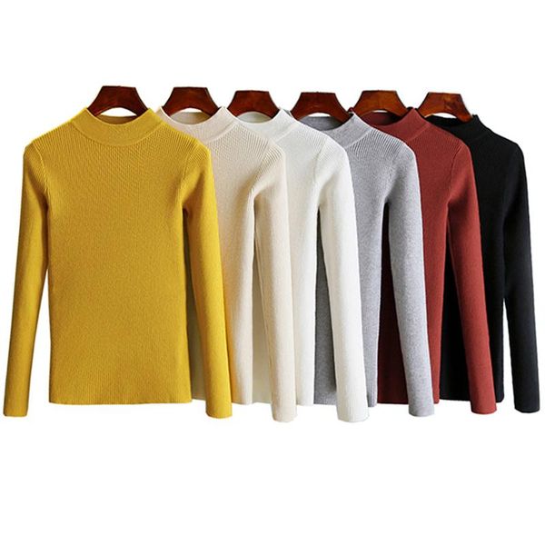 women's sweaters hlbcbg autumn winter women long sleeve pullovers sweater knitted elasticity casual jumper basic slim warm female top, White;black
women's sweaters hlbcbg autumn winter women long sleeve pullovers sweater knitted elasticity casual jumper basic slim warm female top, White;black