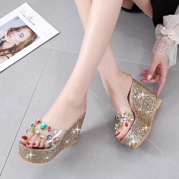 sandals women's slippers summer versatile bright flower open toe high heel thick sole transparent, Black
sandals women's slippers summer versatile bright flower open toe high heel thick sole transparent, Black