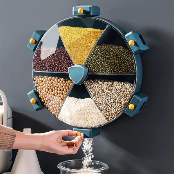 storage bottles & jars rotating dry food dispenser cereal sealed containers rice barrel household box with funnel measuring cup