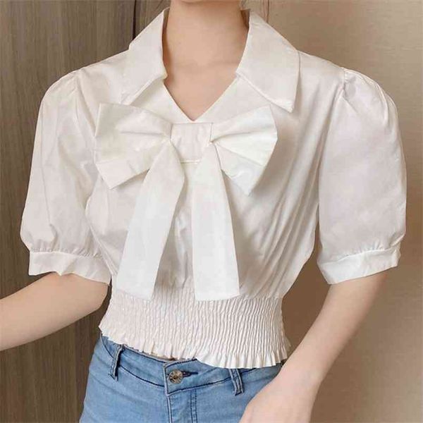 fashion elegant casual slim short blouses femme puff sleeve turn-down collar shirt korean sweet bowknot crop blusas 210514, White
fashion elegant casual slim short blouses femme puff sleeve turn-down collar shirt korean sweet bowknot crop blusas 210514, White