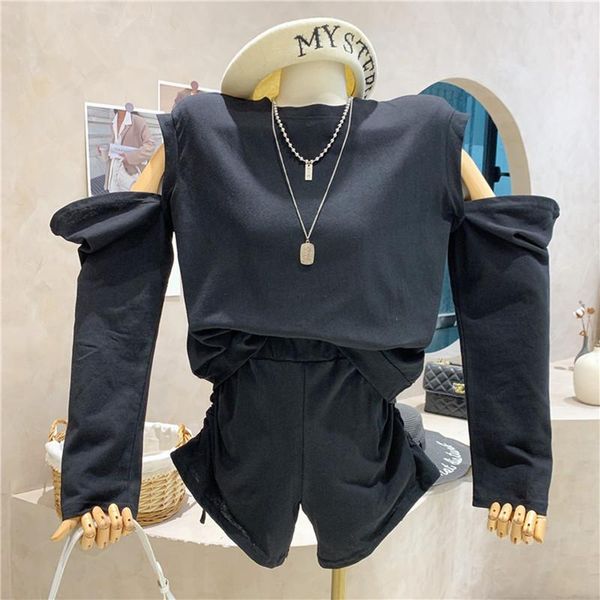 women's tracksuits niche design clothing 2021 autumn detachable long sleeve pullover + high waist wide leg shorts two piece set, Gray
women's tracksuits niche design clothing 2021 autumn detachable long sleeve pullover + high waist wide leg shorts two piece set, Gray