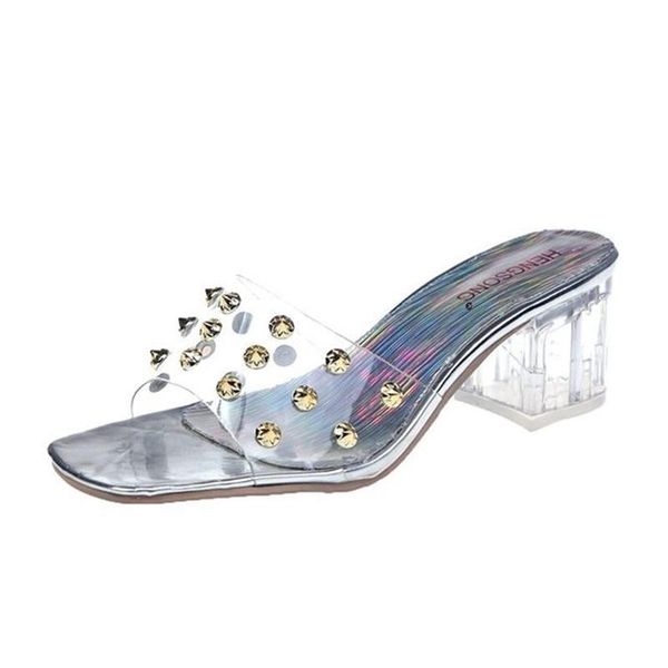 slippers women's shoes 2021 summer rivet pvc transparent heel korean flat-shaped mid-heel, Black
slippers women's shoes 2021 summer rivet pvc transparent heel korean flat-shaped mid-heel, Black