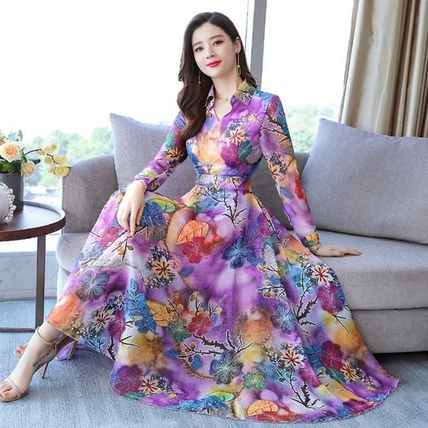 autumn fashion elegant women chiffon print maxi dresses vintage dress vestidos 210531, Black;gray
autumn fashion elegant women chiffon print maxi dresses vintage dress vestidos 210531, Black;gray