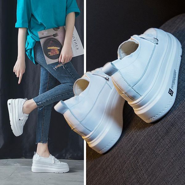 layer cow hide thick sole small white shoes inner heightening women's korean version breathable muffin dress, Black
layer cow hide thick sole small white shoes inner heightening women's korean version breathable muffin dress, Black