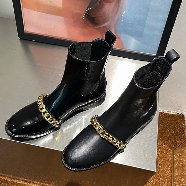 boots mezereon square heel full grain leather ankle with gold chains keep warm winter all-match modern women shoes, Black
boots mezereon square heel full grain leather ankle with gold chains keep warm winter all-match modern women shoes, Black