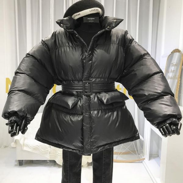 women's down & parkas winter coat ladies parker shiny surface warmth thick cotton casual loose women's jacket belted 2021, Black 
women's down & parkas winter coat ladies parker shiny surface warmth thick cotton casual loose women's jacket belted 2021, Black