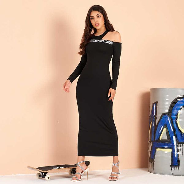 casual dresses spring ladies fashion temperament one-shoulder letter printing slim bag hip high elastic long sleeve women's 6, Black;gray 
casual dresses spring ladies fashion temperament one-shoulder letter printing slim bag hip high elastic long sleeve women's 6, Black;gray