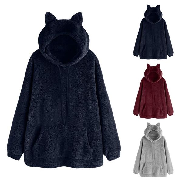 women's hoodies & sweatshirts ladies thickened overcoat plush warm coat long sleeve solid color hoodie pullover jacket with pocket, Black
women's hoodies & sweatshirts ladies thickened overcoat plush warm coat long sleeve solid color hoodie pullover jacket with pocket, Black