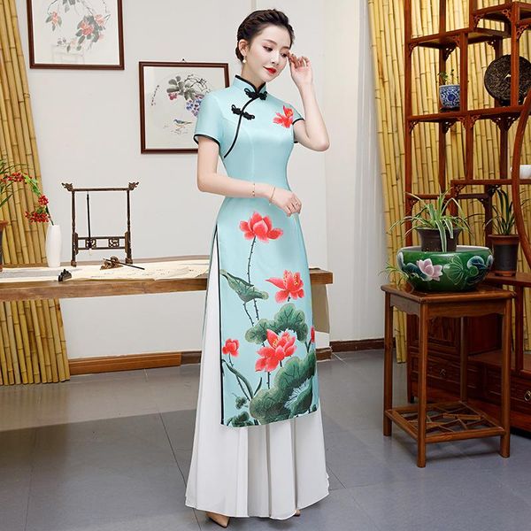 ethnic clothing sky blue print flower plus size 5xl chinese traditional women aodai qipao vintage cheongsam novelty formal dress, Red
ethnic clothing sky blue print flower plus size 5xl chinese traditional women aodai qipao vintage cheongsam novelty formal dress, Red