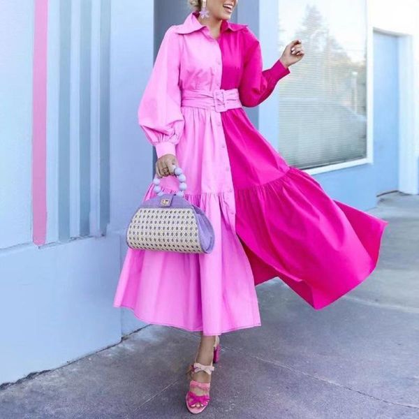 casual dresses women colorblock maxi summer dress lantern sleeve pink high waist tunic belt long, Black;gray
casual dresses women colorblock maxi summer dress lantern sleeve pink high waist tunic belt long, Black;gray