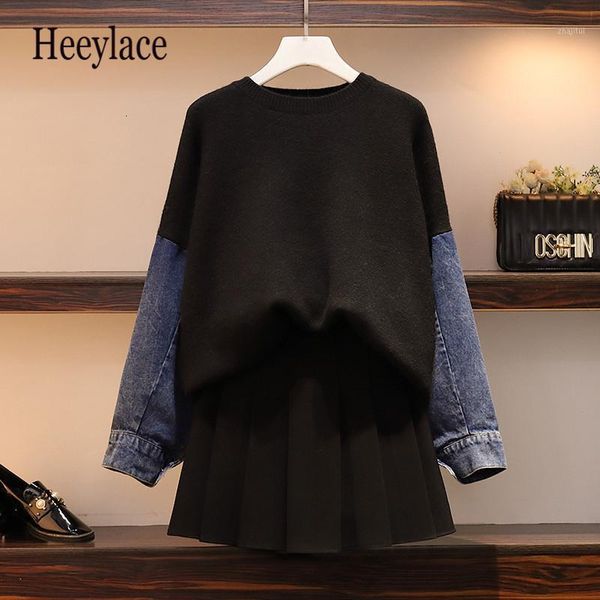 two piece dress large ladies knitted suit women sweater skirt suits denim pullover+mini set female autumn winter warm, White
two piece dress large ladies knitted suit women sweater skirt suits denim pullover+mini set female autumn winter warm, White