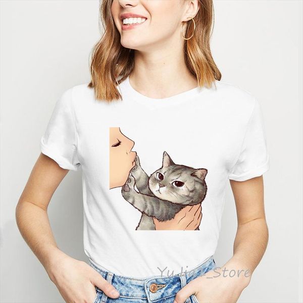funny no kiss cat men t shirt and womens print harajuku kawaii animal summer white female 90s roupas tumblr, White;black 
funny no kiss cat men t shirt and womens print harajuku kawaii animal summer white female 90s roupas tumblr, White;black