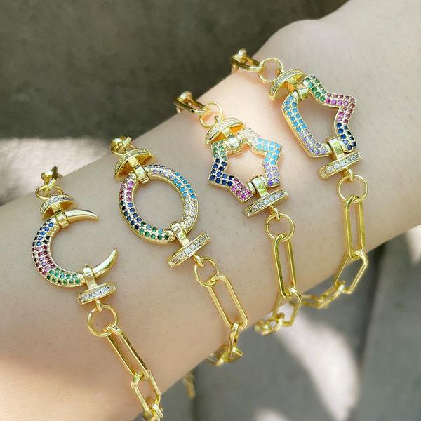 charm bracelets flola gold link chain cz moon and star bracelet multicolor stone crown women girls jewelry brtd38, Golden;silver
charm bracelets flola gold link chain cz moon and star bracelet multicolor stone crown women girls jewelry brtd38, Golden;silver