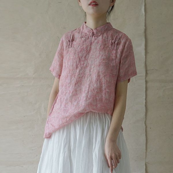 johnature summer cotton linen retro print plate buckle stand short sleeve thin shirt simple leisure all-match women 210521, White
johnature summer cotton linen retro print plate buckle stand short sleeve thin shirt simple leisure all-match women 210521, White