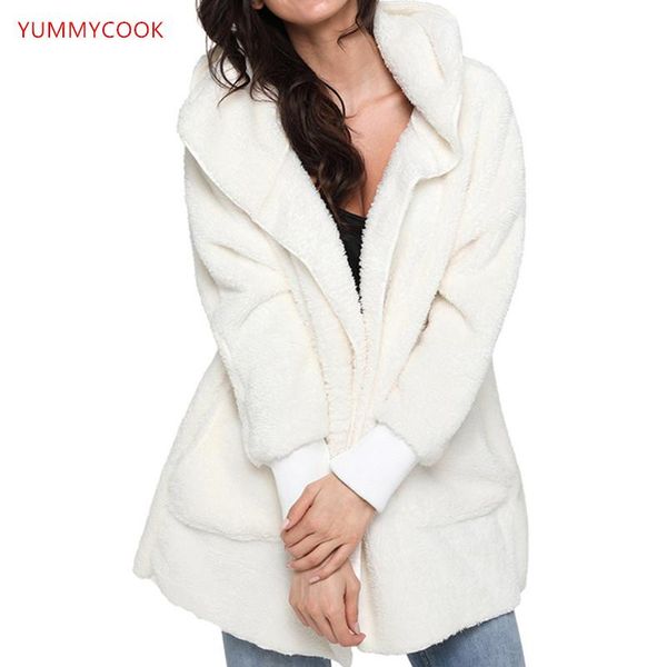 women's sweaters yummycook 2021 winter hooded long-sleeved plush cardigan coat female comfortable simple solid color clothing a433, White;black
women's sweaters yummycook 2021 winter hooded long-sleeved plush cardigan coat female comfortable simple solid color clothing a433, White;black