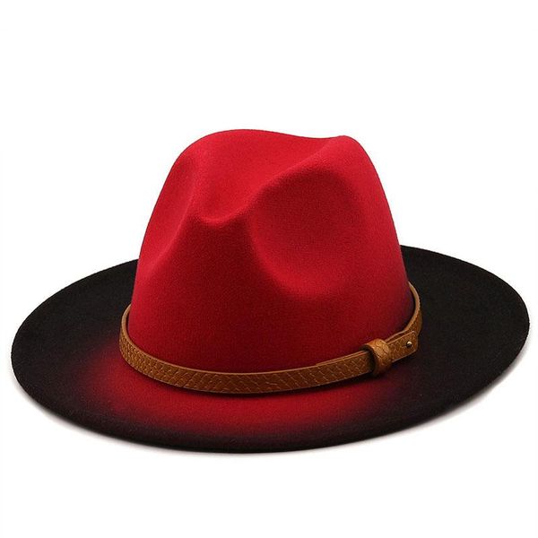 wide brim hats women men wool vintage trilby felt fedora hat with gentleman elegant gradient color for lady winter red jazz caps, Blue;gray
wide brim hats women men wool vintage trilby felt fedora hat with gentleman elegant gradient color for lady winter red jazz caps, Blue;gray