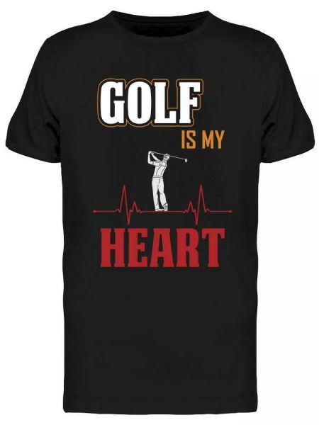 Golf Is My Heart Tee Men's -Image by Shutterstock, White;black
