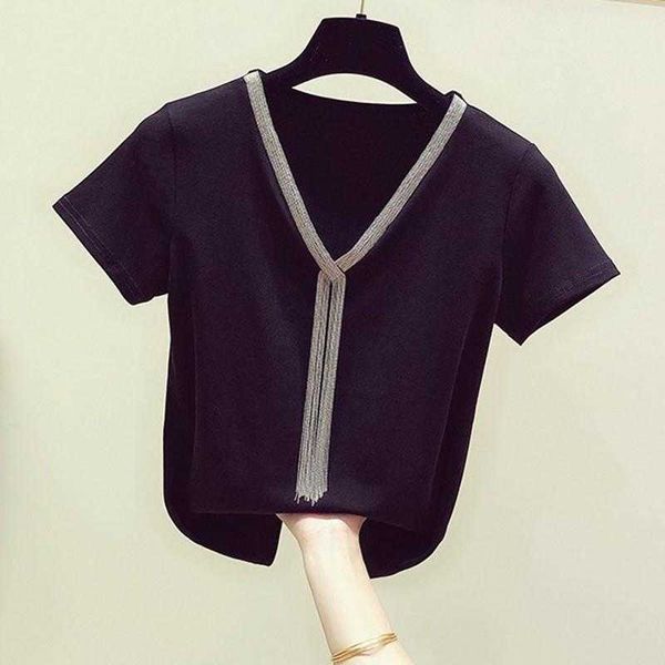 superaen spring summer fashion tassel chain patchwork v-neck short sleeve o neck t-shirt women's casual slim 210615, White
superaen spring summer fashion tassel chain patchwork v-neck short sleeve o neck t-shirt women's casual slim 210615, White