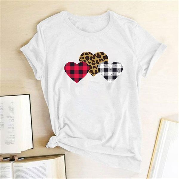 plaid leopard heart printed womens summer graphic tee femme cotton for fashion mujer camisetas, White
plaid leopard heart printed womens summer graphic tee femme cotton for fashion mujer camisetas, White