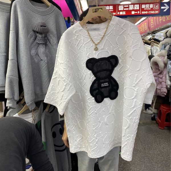 women's t-shirt thickened 2021 spring long bear round neck short sleeve loose printed shirt tide women fashion, White
women's t-shirt thickened 2021 spring long bear round neck short sleeve loose printed shirt tide women fashion, White