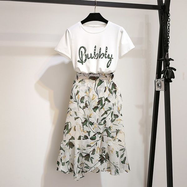 casual of summer women pearls beads letter cotton t-shirts+ printed flower plied chiffon skirt suit two sets 3983, Black
casual of summer women pearls beads letter cotton t-shirts+ printed flower plied chiffon skirt suit two sets 3983, Black