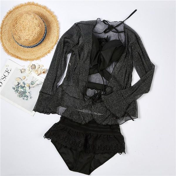together in the summer of 2021 female swimsuit bikini fission three-piece boxer smock spring bathing suit women's swimwear, White;black
together in the summer of 2021 female swimsuit bikini fission three-piece boxer smock spring bathing suit women's swimwear, White;black