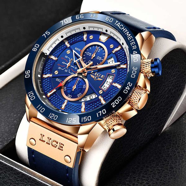 lige mens watches brand luxury blue leather watch for men chronograph waterproof quartz wristwatch casual date clock+box 210527, Slivery;brown
lige mens watches brand luxury blue leather watch for men chronograph waterproof quartz wristwatch casual date clock+box 210527, Slivery;brown