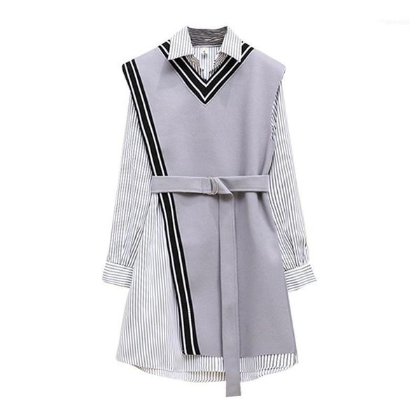 u women two pieces set striped shirt dress sash office lady asymmetrical elegant turn down collar mini short d09021, Gray
u women two pieces set striped shirt dress sash office lady asymmetrical elegant turn down collar mini short d09021, Gray