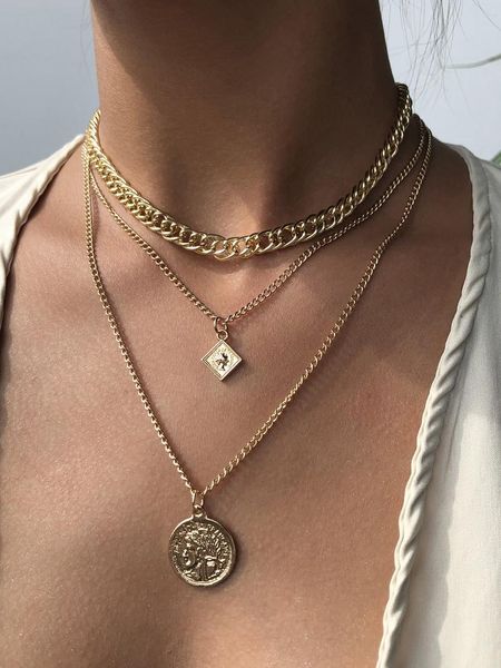chains multilayer gold coin chain necklace portrait pendant women punk geometric round chunky choker trendy vintage jewelry gift, Silver
chains multilayer gold coin chain necklace portrait pendant women punk geometric round chunky choker trendy vintage jewelry gift, Silver