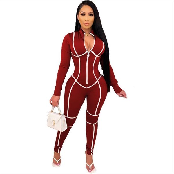 autumn winter sporty striped body womens jumpsuits elegant long sleeve zipper o neck pencil pants bodycon rompers, Black;white
autumn winter sporty striped body womens jumpsuits elegant long sleeve zipper o neck pencil pants bodycon rompers, Black;white