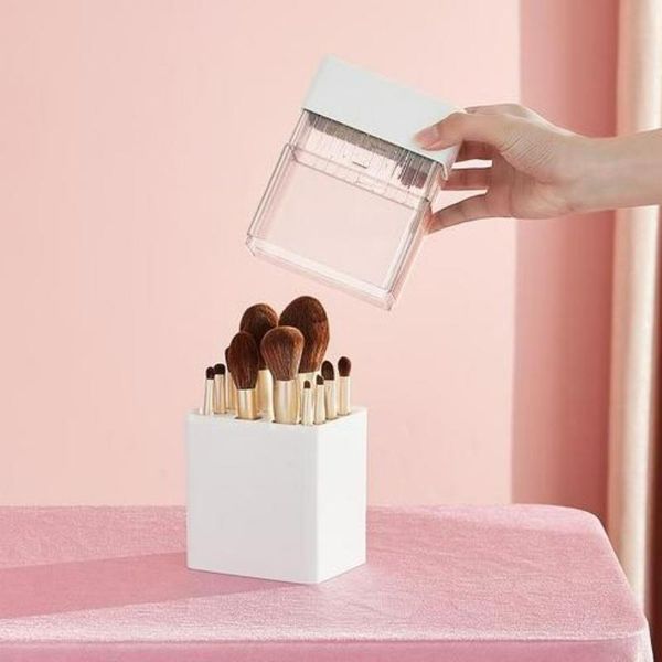 inverted makeup brush storage bucket table eyeliner powder box holder cosmetic container dustproof deskorganizer boxes & bins 
inverted makeup brush storage bucket table eyeliner powder box holder cosmetic container dustproof deskorganizer boxes & bins