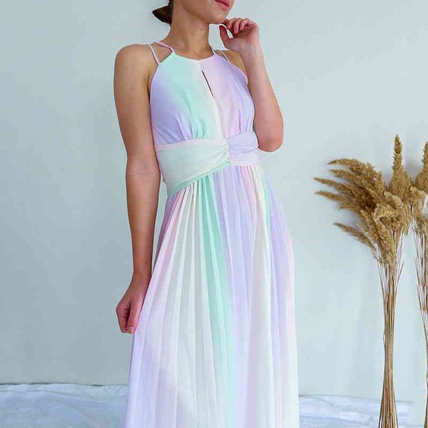 summer sleeveless gradient rainbow color dress women halter neck sling pleated dress design fashionable waist swing dresses 210514, Black;gray
summer sleeveless gradient rainbow color dress women halter neck sling pleated dress design fashionable waist swing dresses 210514, Black;gray