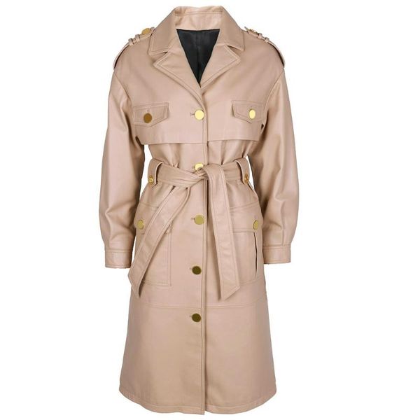 women's leather & faux yoloagain autumn women single breasted long genuine jacket coat ourterwear, Black
women's leather & faux yoloagain autumn women single breasted long genuine jacket coat ourterwear, Black