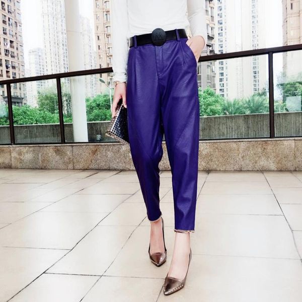 autumn women pu leather pants loose harem slim ankle length faux trousers for female women's & capris, Black;white
autumn women pu leather pants loose harem slim ankle length faux trousers for female women's & capris, Black;white
