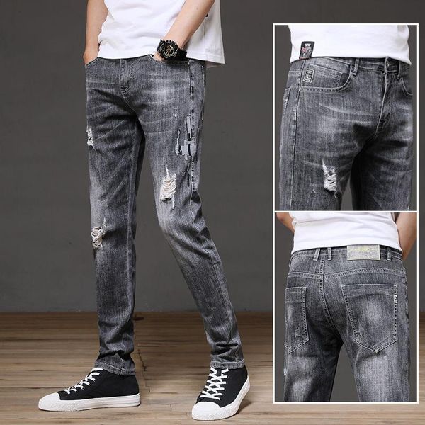men's jeans spring and summer thin section ripped holes straight slim korean version of all-match casual youth pants, Blue
men's jeans spring and summer thin section ripped holes straight slim korean version of all-match casual youth pants, Blue