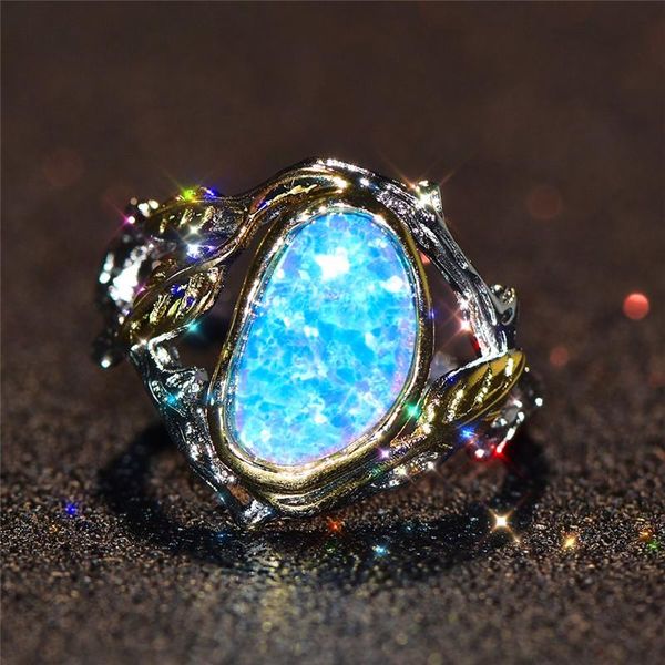 wedding rings unique style female blue fire opal ring brand gold color tree leaf vintage band promise engagement for women, Slivery;golden
wedding rings unique style female blue fire opal ring brand gold color tree leaf vintage band promise engagement for women, Slivery;golden