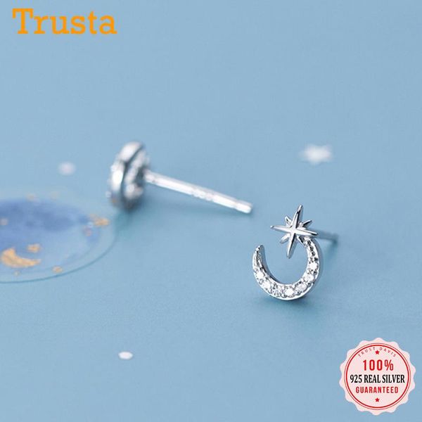 trustdavis real 925 sterling silver fashion sweet moon star cz stud earring for women valentine's day wedding jewelry ds1914, Golden;silver
trustdavis real 925 sterling silver fashion sweet moon star cz stud earring for women valentine's day wedding jewelry ds1914, Golden;silver
