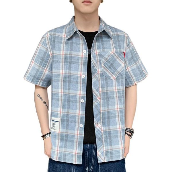 men's polos pocket flannel cotton plaid shirt for men casual checkered shirts with short sleeve, White;black
men's polos pocket flannel cotton plaid shirt for men casual checkered shirts with short sleeve, White;black
