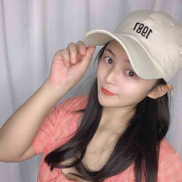 ins female spring and summer korean soft fashion baseball 1987 embroidered cap men's casual curved brim hat, Black;white 
ins female spring and summer korean soft fashion baseball 1987 embroidered cap men's casual curved brim hat, Black;white