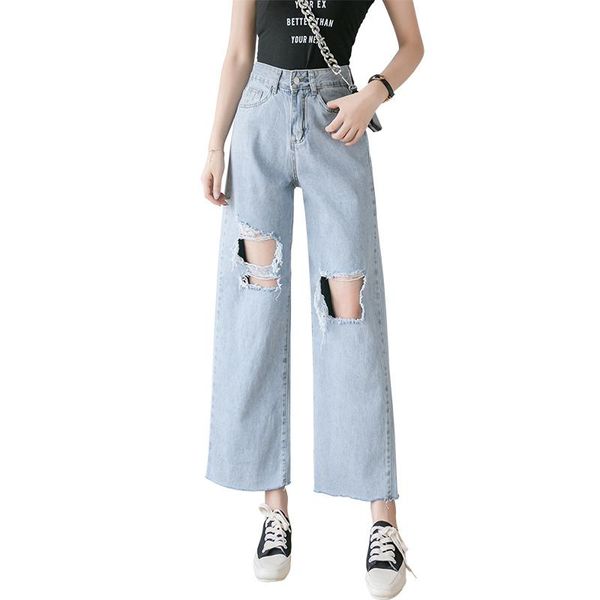women's jeans 2021 autumn light blue woman cotton denim pants for school girls with holes at knee high waist korean fashion loose vinta
women's jeans 2021 autumn light blue woman cotton denim pants for school girls with holes at knee high waist korean fashion loose vinta