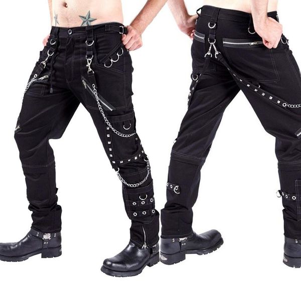men's pants 2021 personalized casual gothic punk rock bondage earrings metal men street wear, Black
men's pants 2021 personalized casual gothic punk rock bondage earrings metal men street wear, Black