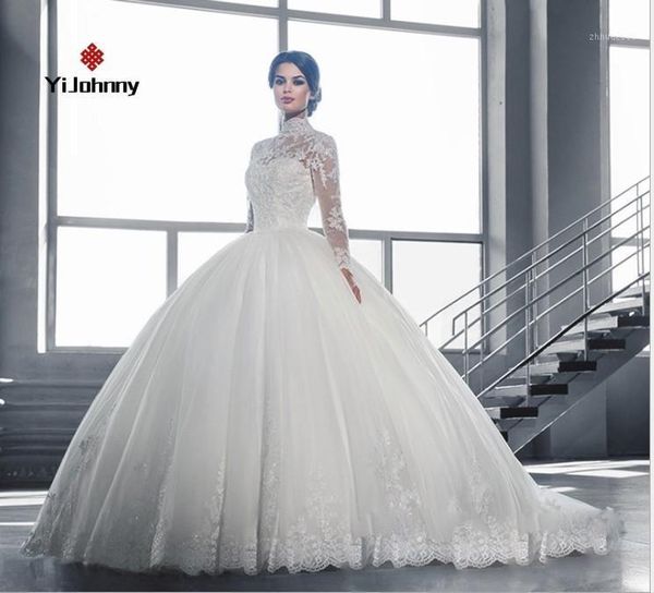 other wedding dresses 2021 bride standing collar waist show thin and small tail lace foreign trade large dress1, White 
other wedding dresses 2021 bride standing collar waist show thin and small tail lace foreign trade large dress1, White