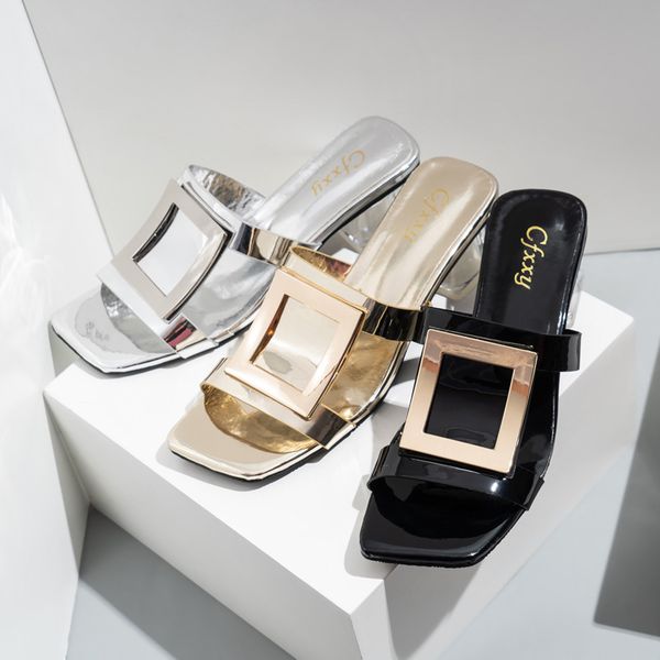 luxury slippers 2021 metal button middle sandals summer mirror square transparent thick heel women's sho, Black
luxury slippers 2021 metal button middle sandals summer mirror square transparent thick heel women's sho, Black