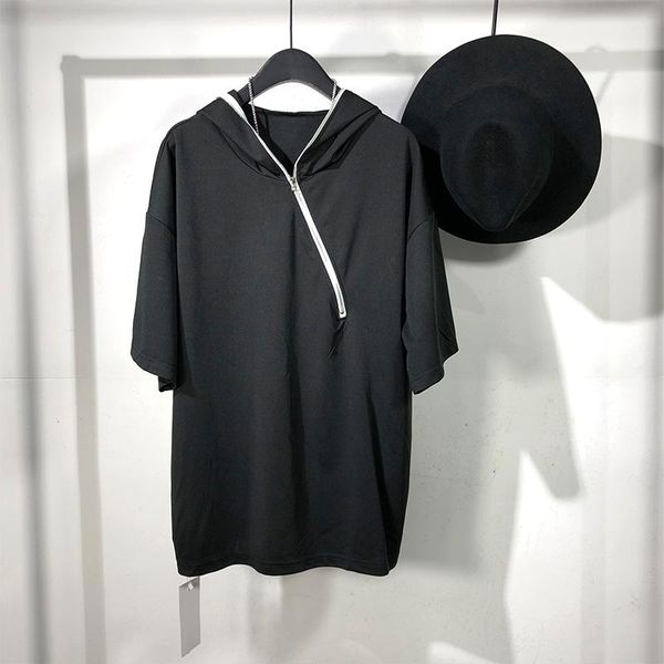men's t-shirts hooded short sleeve t-shirt summer dark hat collar fashion diagonal zipper design versatile loose, White;black
men's t-shirts hooded short sleeve t-shirt summer dark hat collar fashion diagonal zipper design versatile loose, White;black