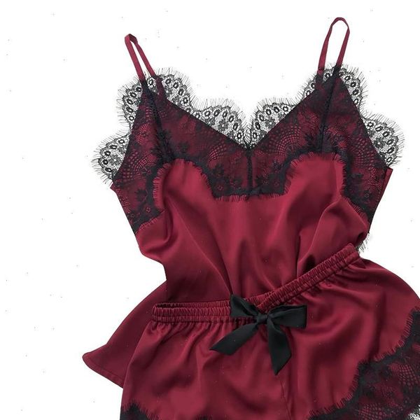 pajama on sets pizama womens sleepwears damska satin nightwear pyjamas summer female ladies underwear, Black;red
pajama on sets pizama womens sleepwears damska satin nightwear pyjamas summer female ladies underwear, Black;red