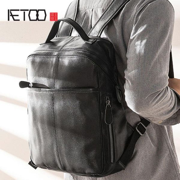 backpack aetoo leather men's shoulder bags, business casual computer backpacks, travel simple fashion bag
backpack aetoo leather men's shoulder bags, business casual computer backpacks, travel simple fashion bag